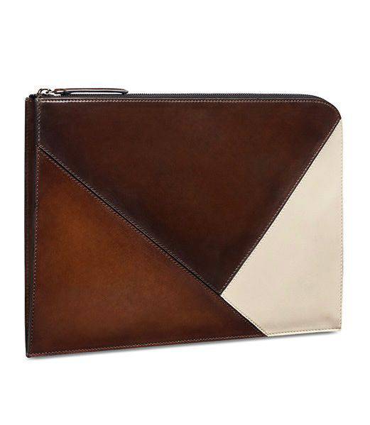 Preorder Patchwork Vintage Brown /Cream Leather Pouch Large