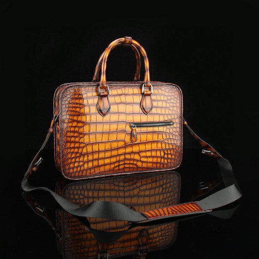 Vintage Brown Crocodile Leather Briefcase