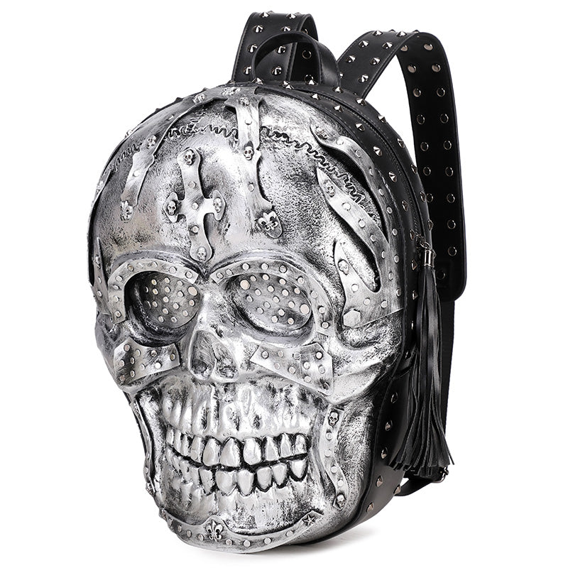 3D Backpack 3D PU Leather Skull Studded Backpack