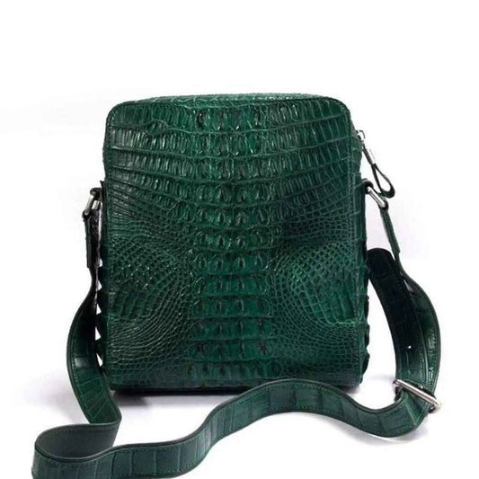 Cuoio di pelle di coccodrillo Borsa a tracolla Verde scuro