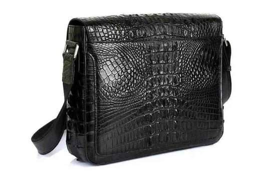 Borsa postino in pelle effetto pelle di coccodrillo, borsa messenger espandibile, borsa per la scuola
