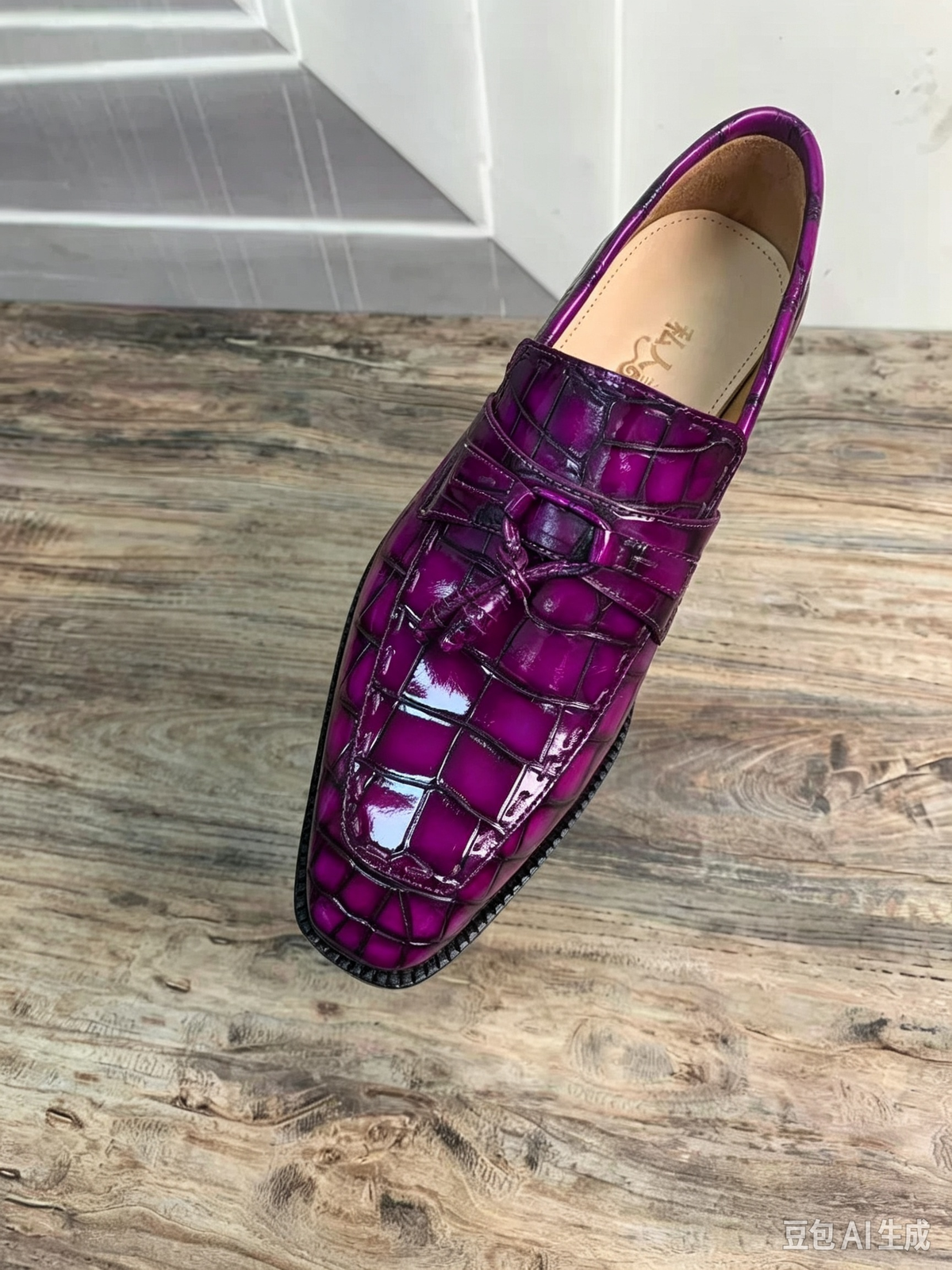 Preorder Crocodile Leather Lace Up Dress Shoes Vintage Mauve