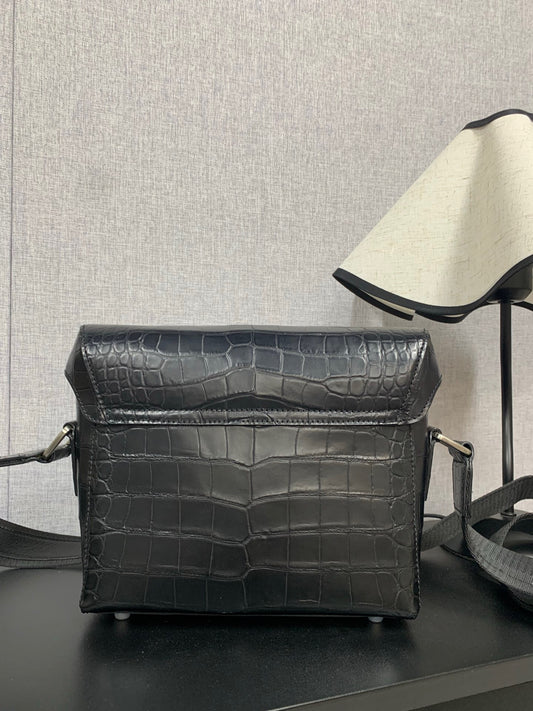 Genuine Crocodile Skin Leather Cross Body Messenger Bag