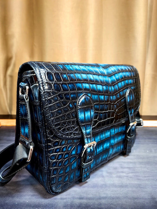 Vintage Crocodile Leather Postman Bag