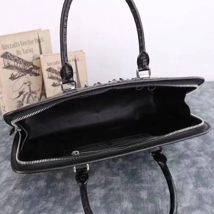 Preorder Crocodile Leather Hand Bag Shell Pack Black