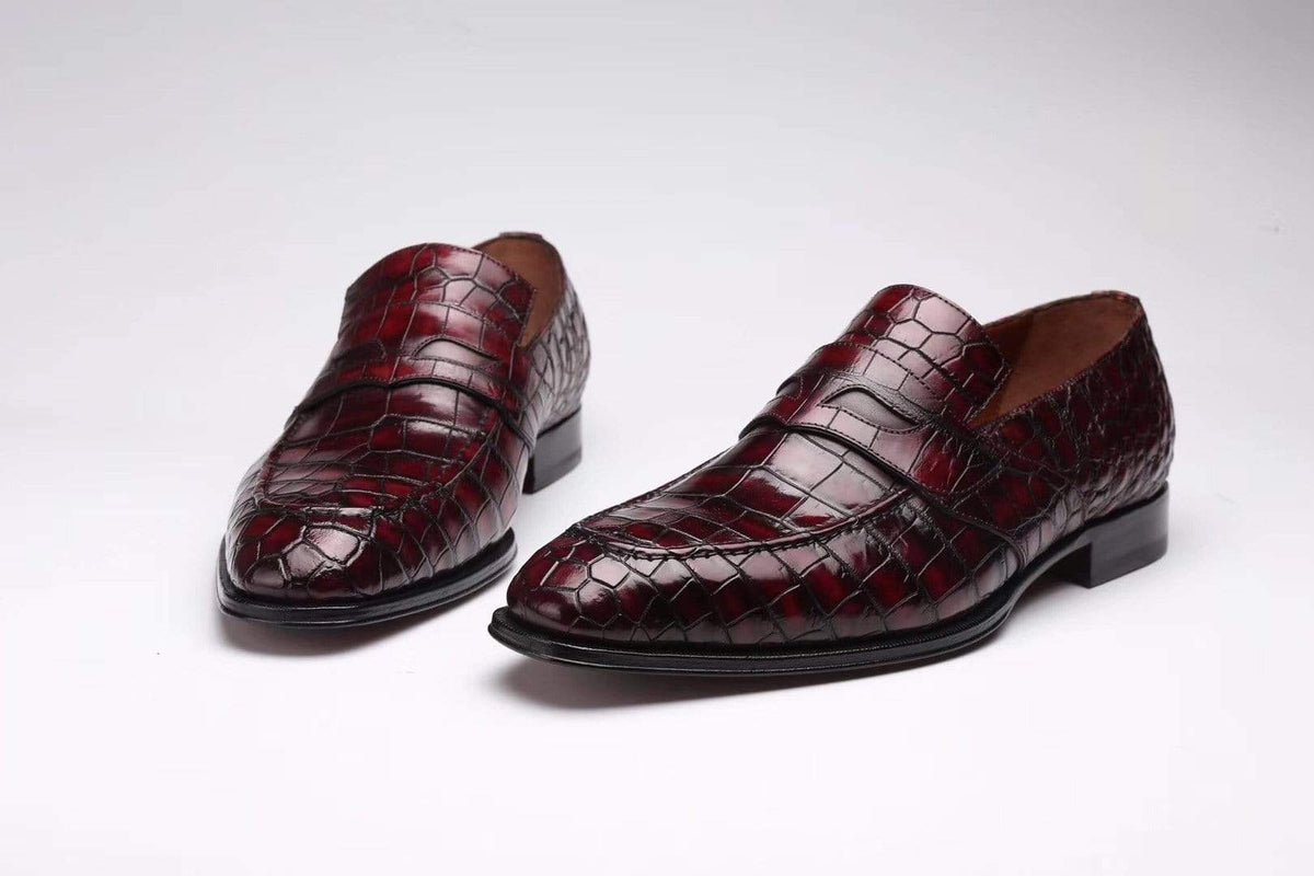 Crocodile Shoes Preorder Crocodile Leather Formal Penny loafer Casual Slip On Shoes For Men
