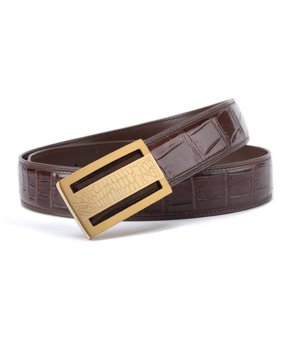 Crocodile Skin Belly Leather Belt 4220