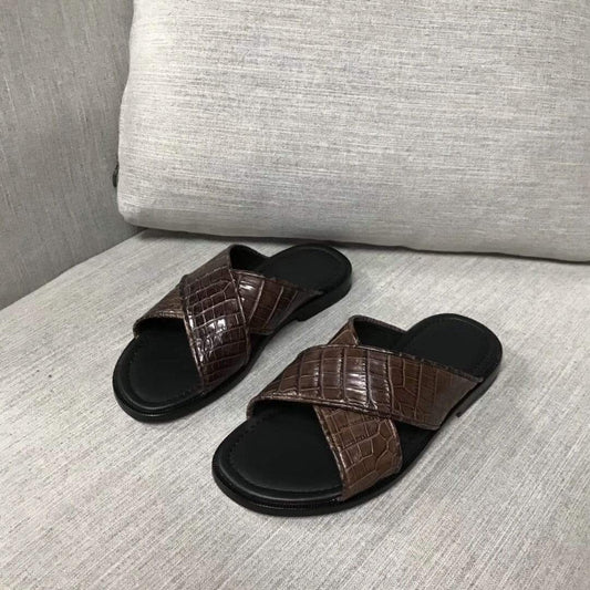 Preorder Genuine Crocodile Belly Leather Mens Slipper
