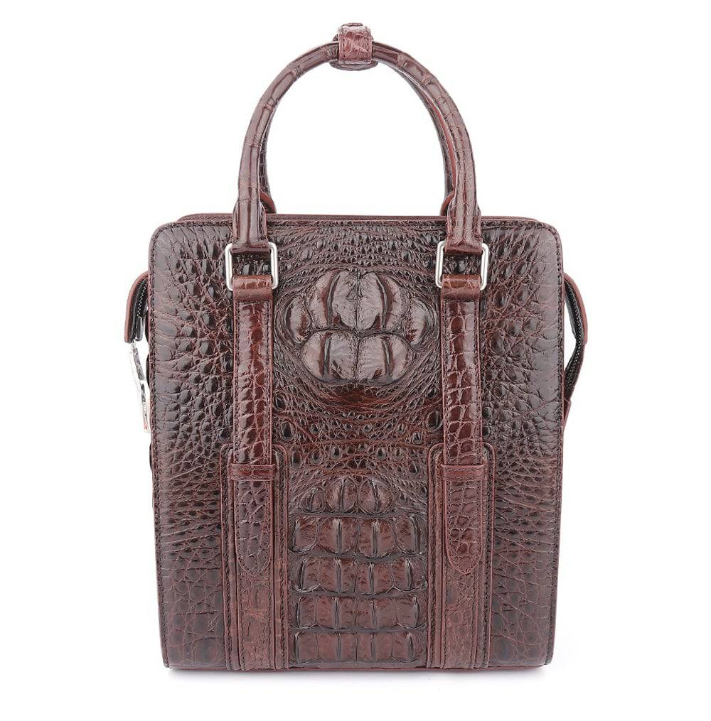 Men's Genuine Crocodile Skin Leather Top Handle Cross Body Password lock Briefcase Bag
