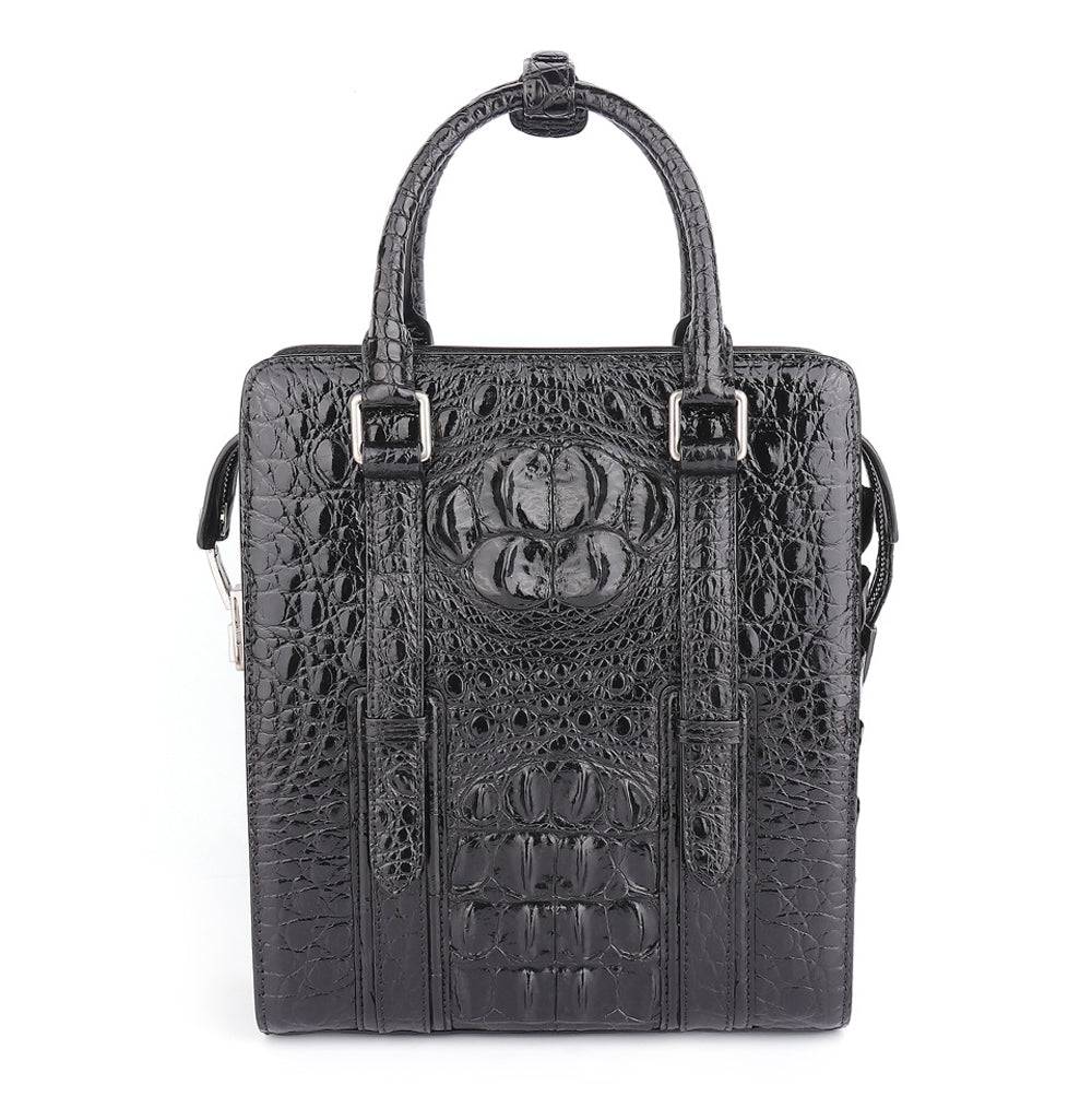 Men's Genuine Crocodile Skin Leather Top Handle Cross Body Password lock Briefcase Bag