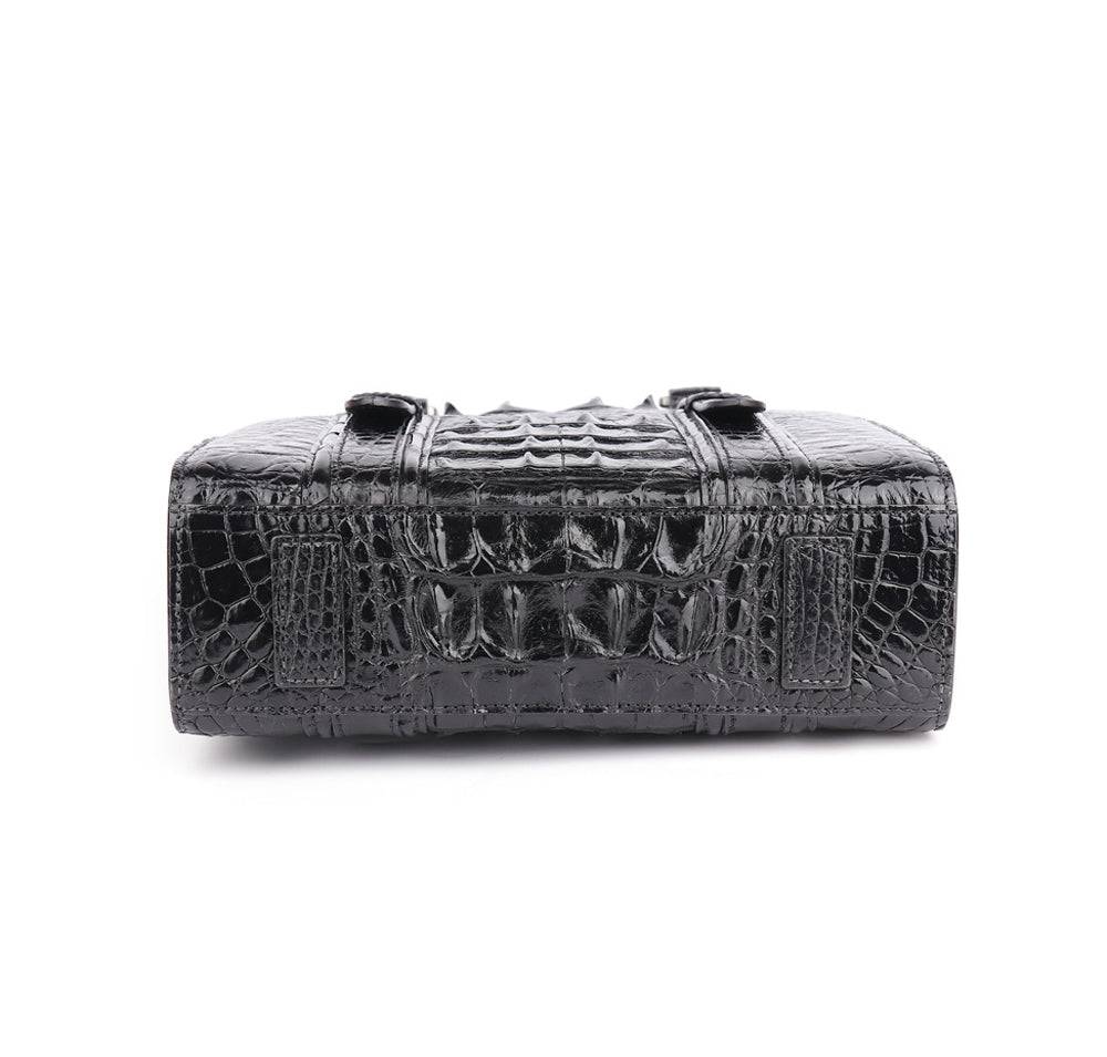 Men's Genuine Crocodile Skin Leather Top Handle Cross Body Password lock Briefcase Bag
