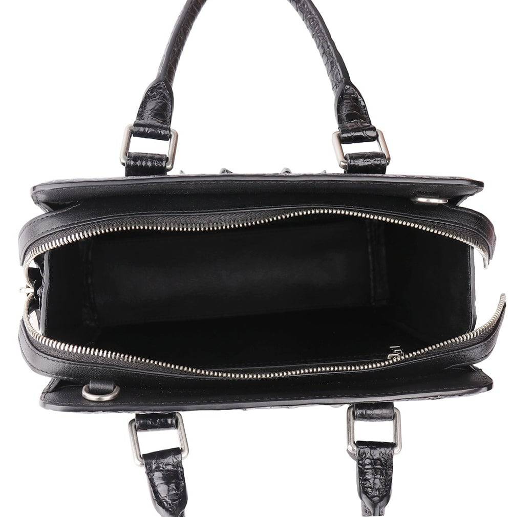 Men's Genuine Crocodile Skin Leather Top Handle Cross Body Password lock Briefcase Bag