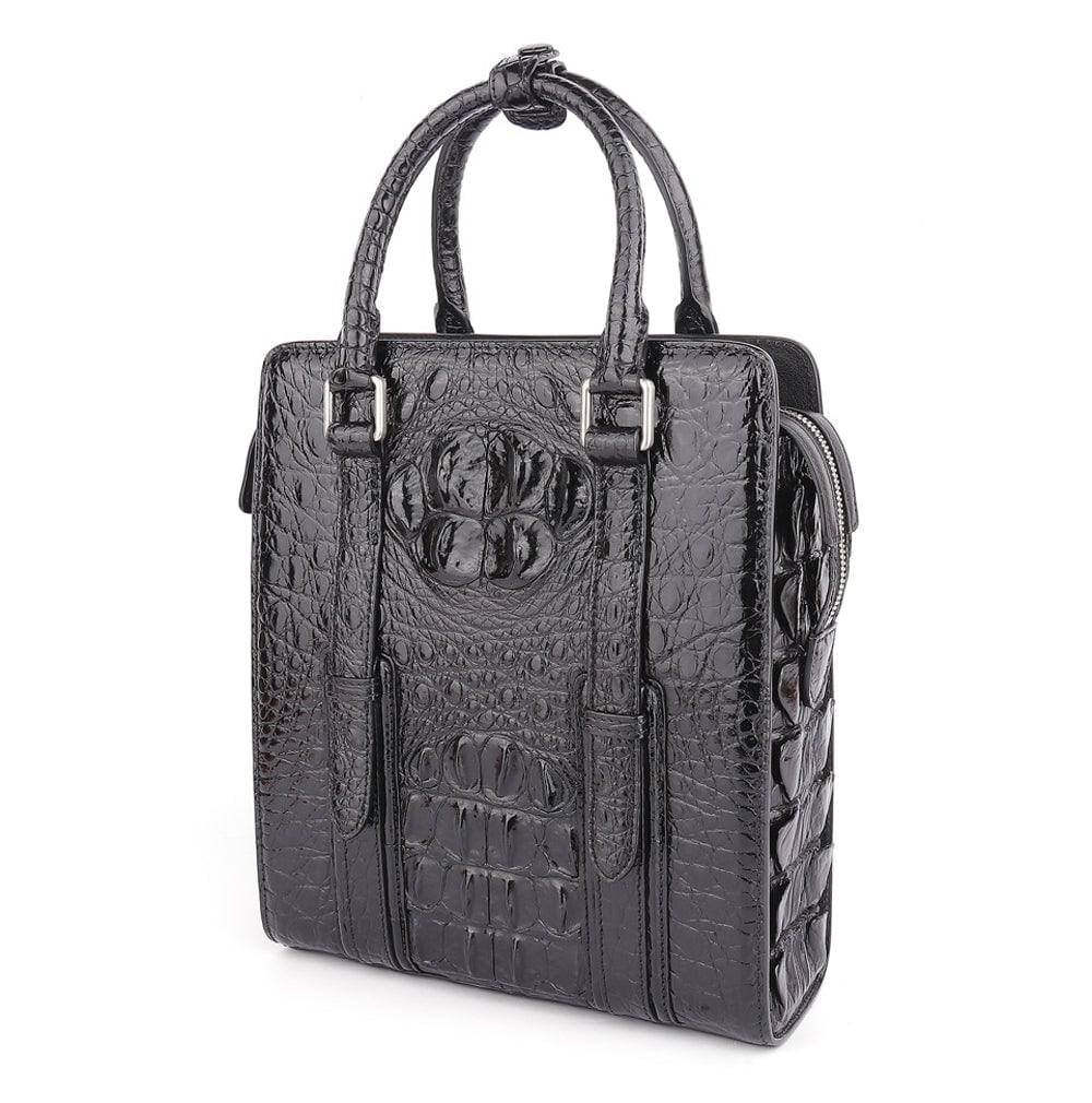 Men's Genuine Crocodile Skin Leather Top Handle Cross Body Password lock Briefcase Bag