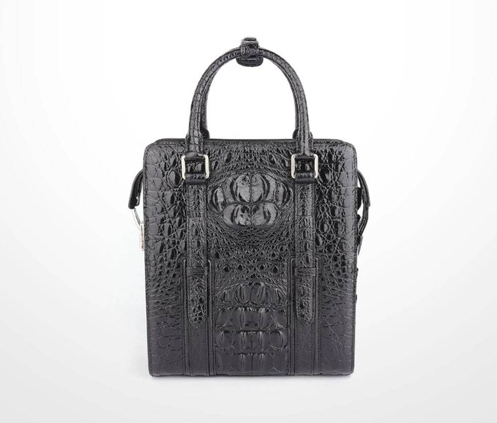 Men's Genuine Crocodile Skin Leather Top Handle Cross Body Password lock Briefcase Bag