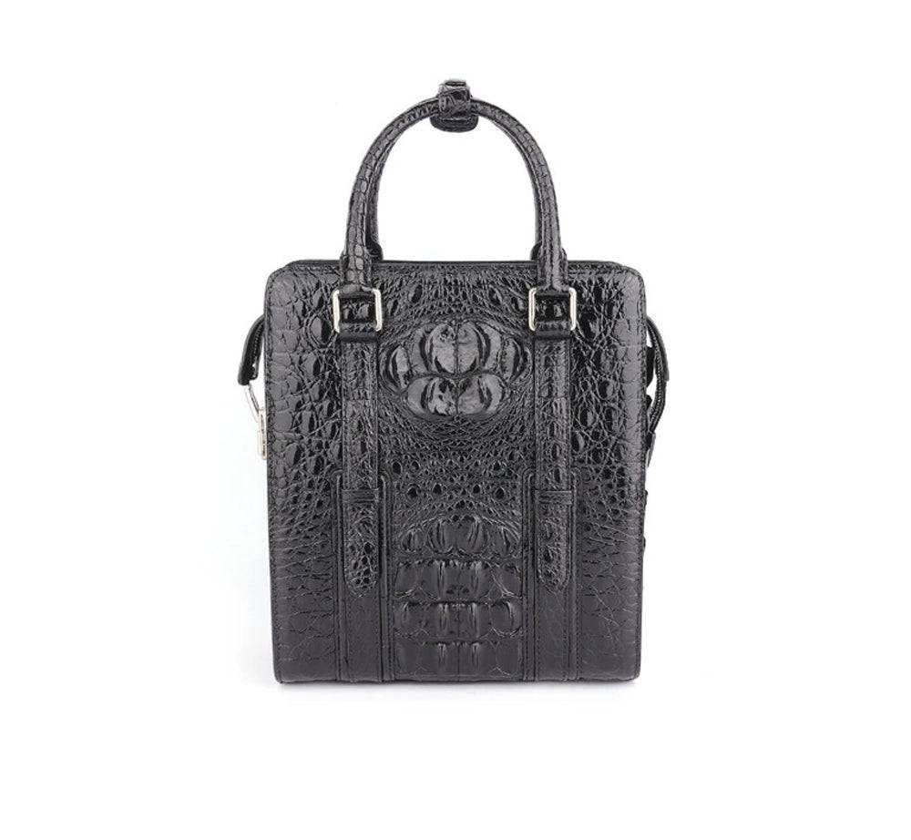 Men's Genuine Crocodile Skin Leather Top Handle Cross Body Password lock Briefcase Bag