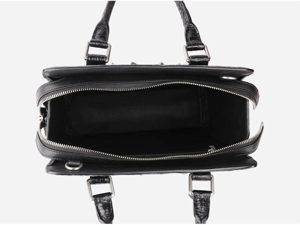 Men's Genuine Crocodile Skin Leather Top Handle Cross Body Password lock Briefcase Bag