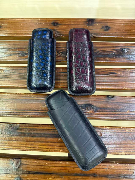 Preorder Genuine Crocodile Leather Cigar Case 2pcs/set Red