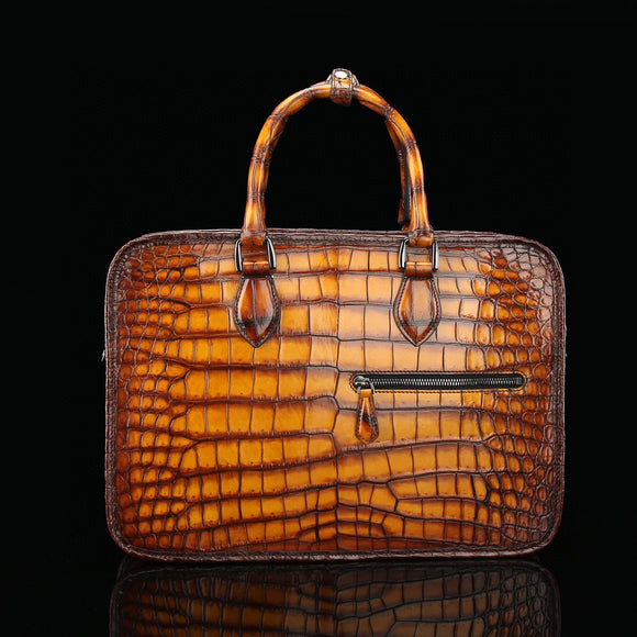 Vintage Brown Crocodile Leather  Briefcase