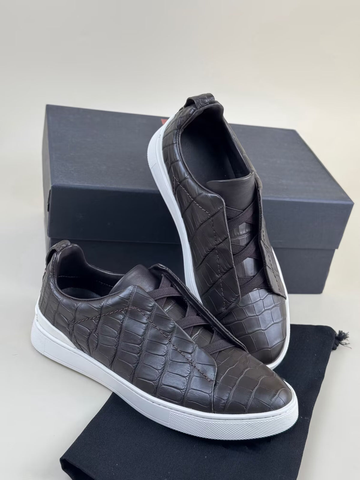 Preorder Crocodile Shoes Genuine Crocodile Skin Leather Sneakers