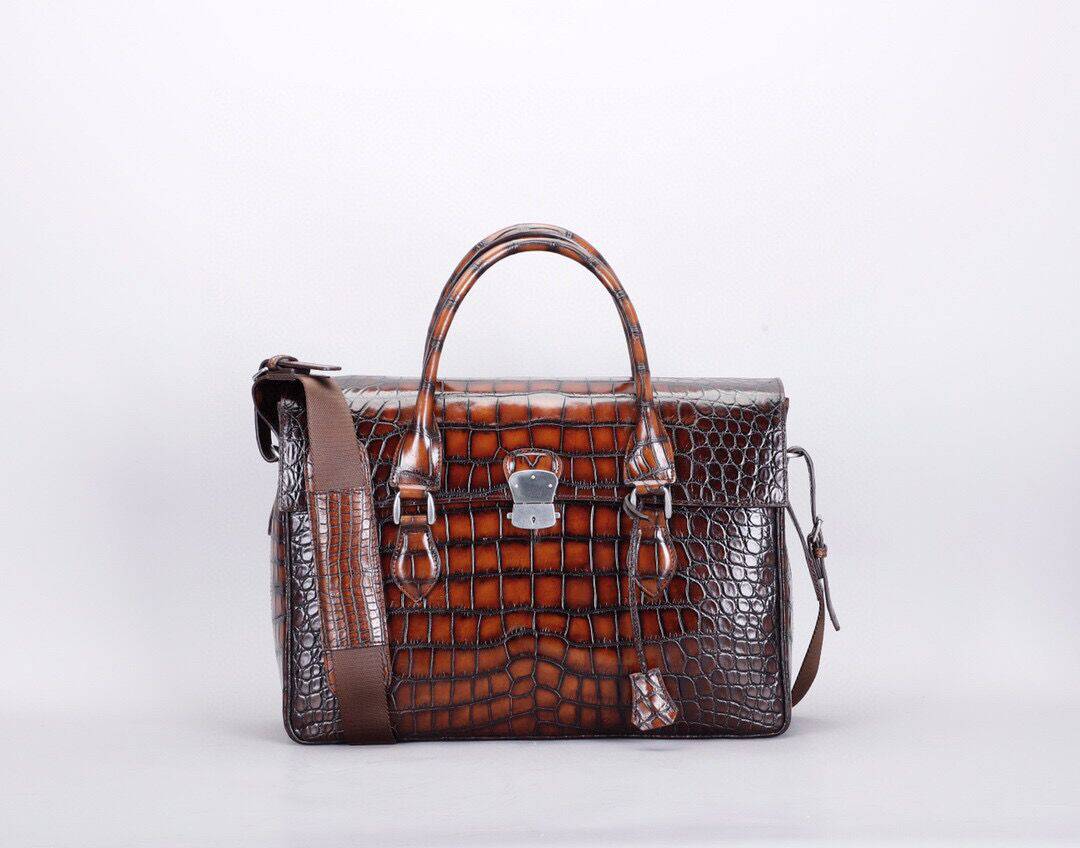 Men's Vintage Crocodile Leather Briefcase