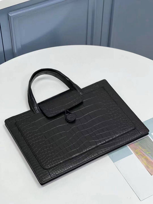 Genuine Crocodile Skin Leather Briefcase Matt