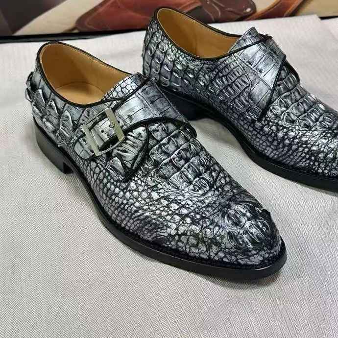Crocodile Leather Lace-Up Shoes,Crocodile Business Dress Shoes