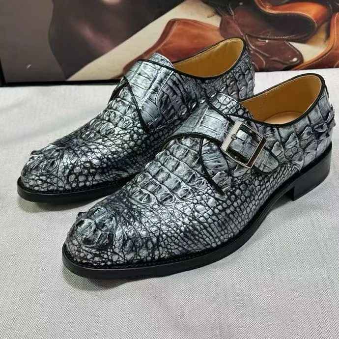 Crocodile Leather Lace-Up Shoes,Crocodile Business Dress Shoes