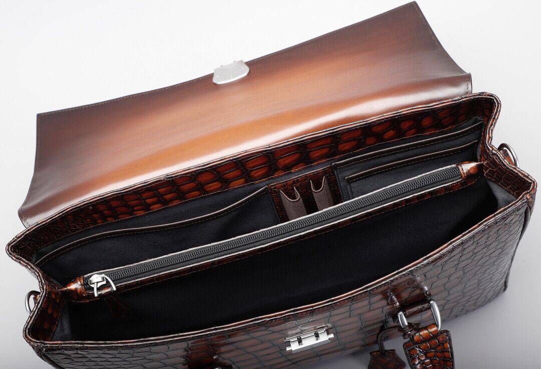 Men's Vintage Crocodile Leather Briefcase