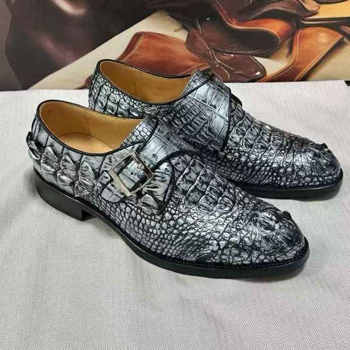 Crocodile Leather Lace-Up Shoes,Crocodile Business Dress Shoes