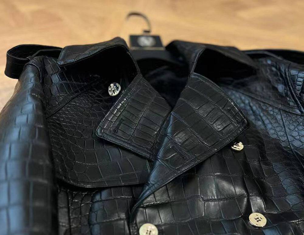 Giacca a vento in pelle di coccodrillo