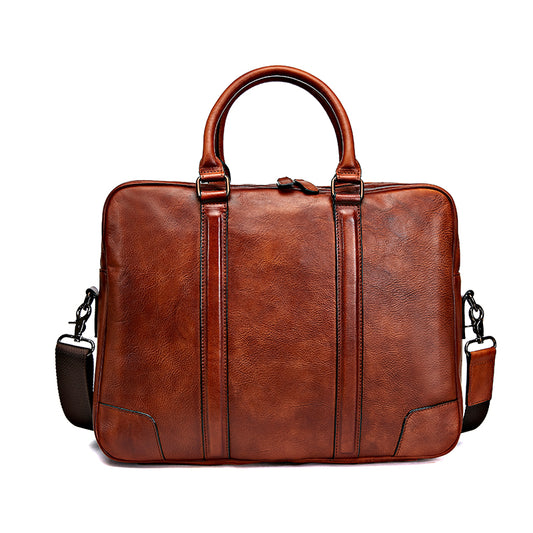 alt
Grande ventiquattrore business in pelle di vitello vintage, borsa a tracolla per laptop