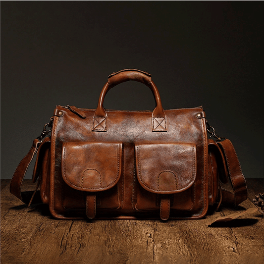 Borsa postino in pelle conciata al vegetale, valigetta, messenger e borsa a tracolla