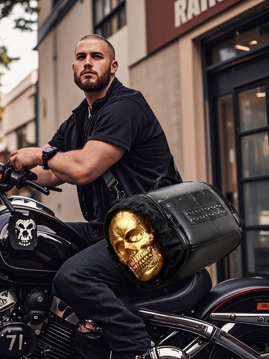 3D Duffel Bag 3D PU Leather Large Studded Skull Travel Duffel Shoulder Bag