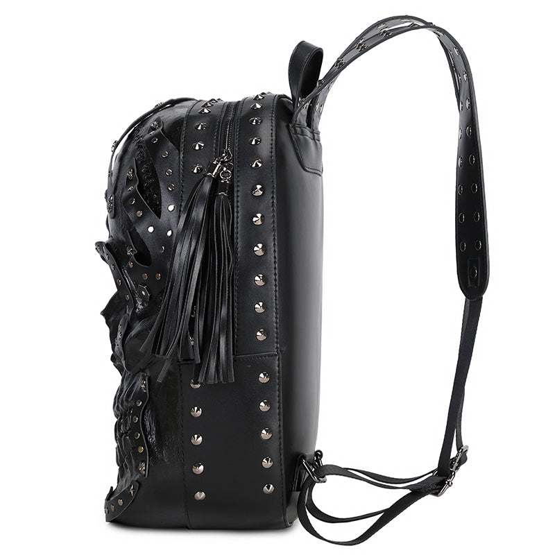 3D Backpack 3D PU Leather Skull Studded Backpack