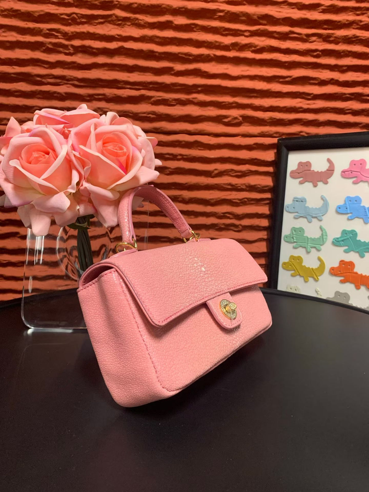 Women's Stingray Skin Leather Top Handle Bag