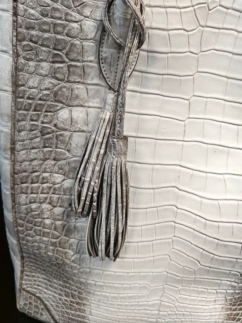 Unisex Large Crocodile Leather Laptop Business Briefcase Shopper Tote Bag Himalaya White