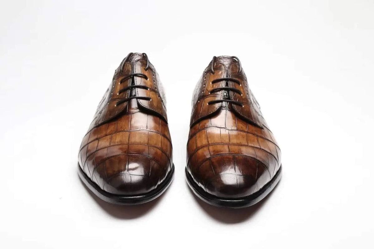Crocodile Shoes Vintage Crocodile Leather Shoes Men Lace Up Business Formal Dress Shoes Luxury