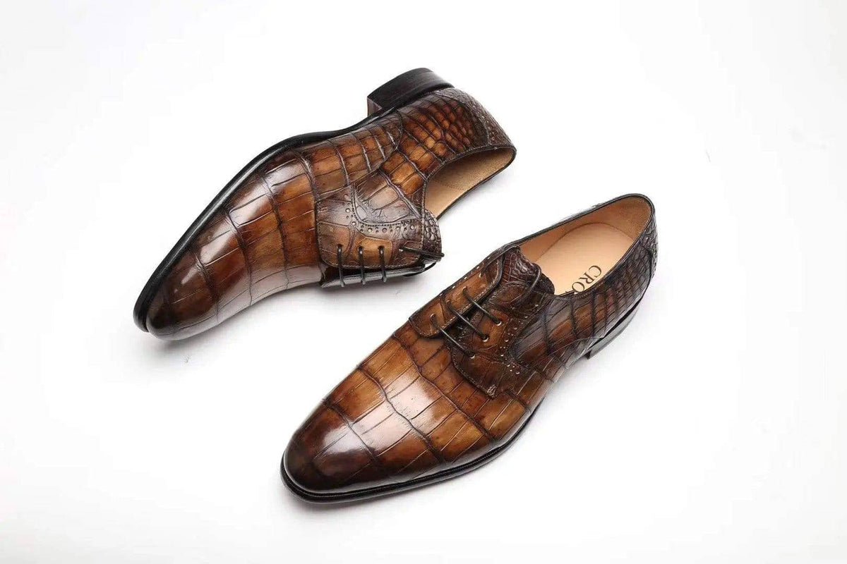 Crocodile Shoes Vintage Crocodile Leather Shoes Men Lace Up Business Formal Dress Shoes Luxury
