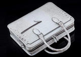 Crocodile Belly Leather Briefcase White