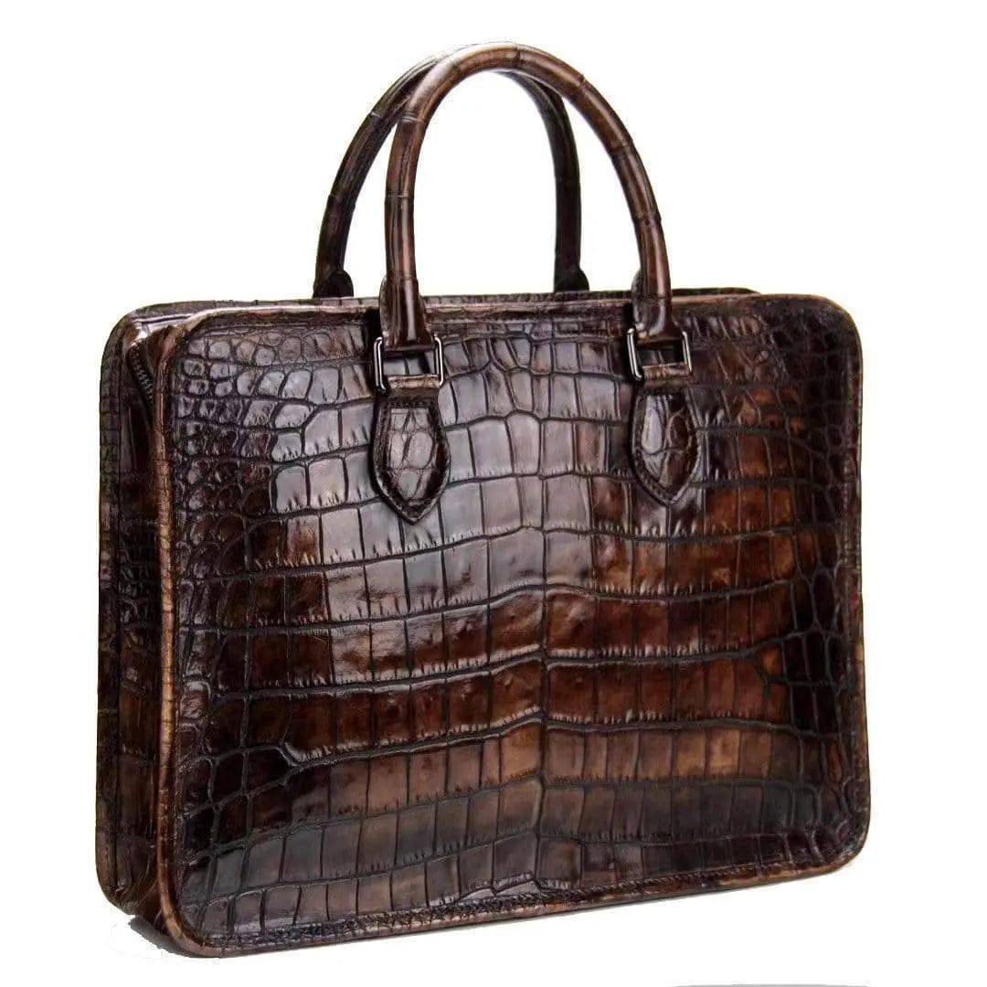 Crocodile Leather Crossbody Laptop Business Bag