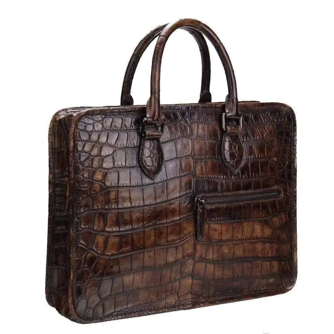 Crocodile Leather Crossbody Laptop Business Bag