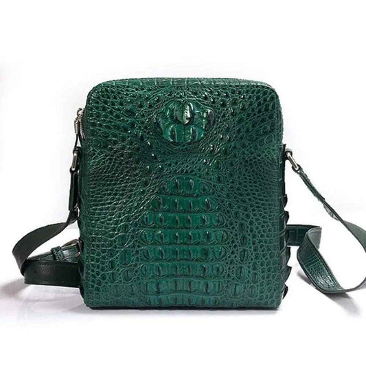 Cuoio effetto pelle di coccodrillo Borsa a tracolla Verde scuro