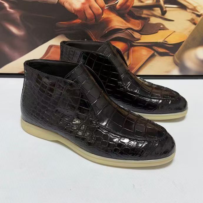 Men's Crocodile Leather Casual Ankle Boots
