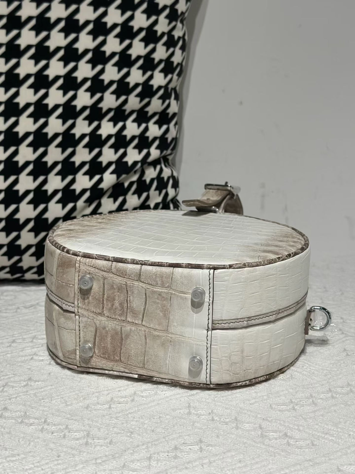 Crocodile Apple Bag , Himalaya White Crocodile Leather Round Circle Apple Bag