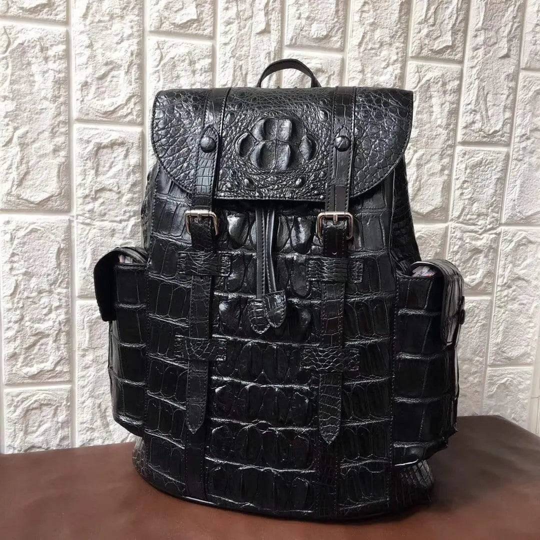 Genuine Crocodile Bone Leather Backpack