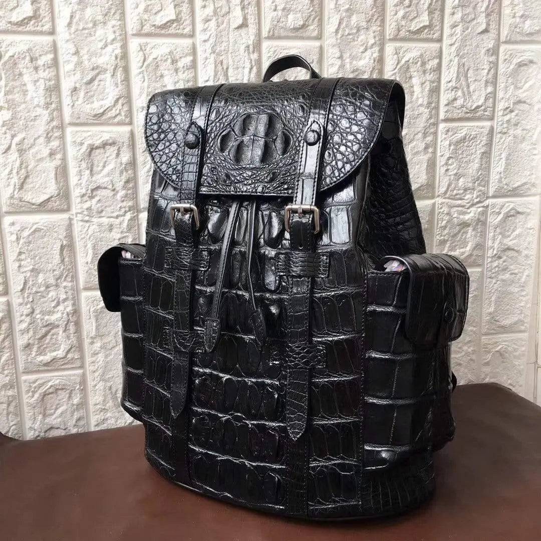 Genuine Crocodile Bone Leather Backpack