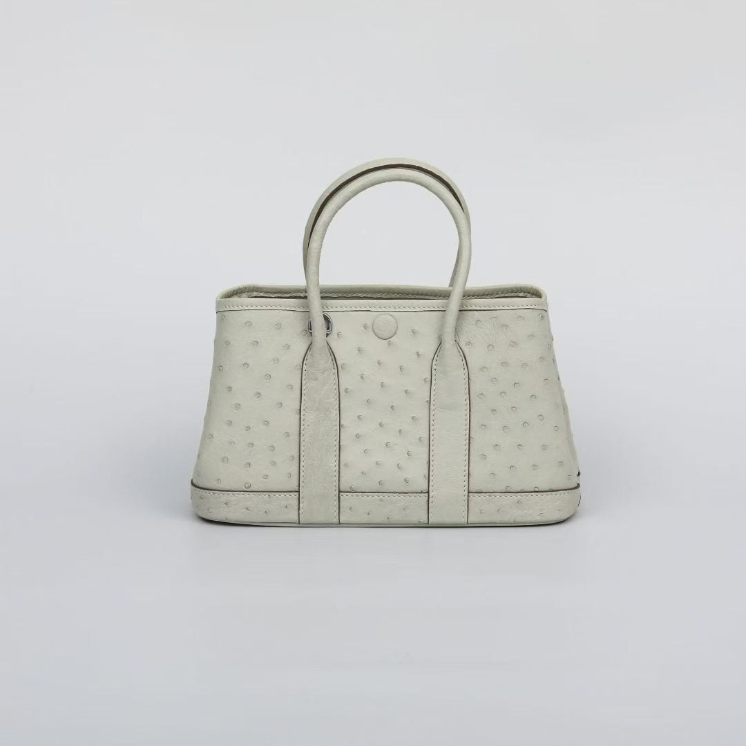 Genuine Ostrich Skin Leather Small Tote Bag