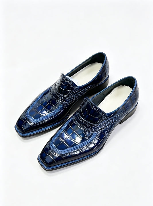 Crocodile Shoes, Crocodile Leather Norwegian Sewn Dress Loafer Shoes