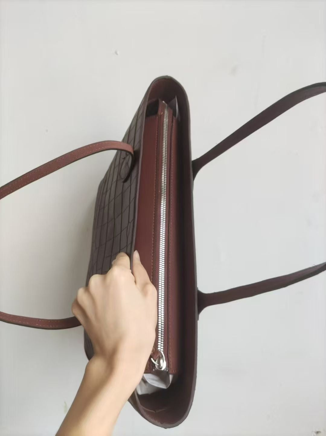 Womens Genuine Crocodile Skin Leather Large Shopper Tote Bag