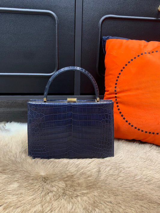 Crocodile Leather Evening Purse Top Handle Clutch Bag